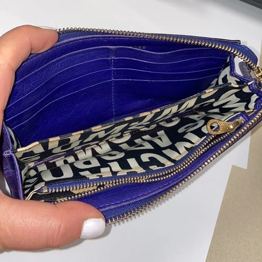 Marc Jacobs Totally Turnlock Purple Leather Wallet